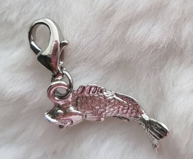 Wide-Mouth Bass Charm Fish Charm Sterling Silver Plated Pewter Freshwater Fish Charm image 3