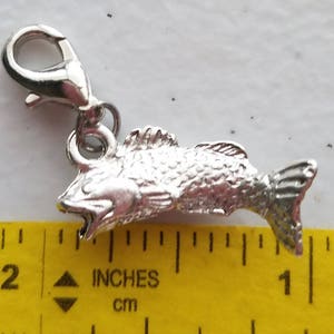 Wide-Mouth Bass Charm Fish Charm Sterling Silver Plated Pewter Freshwater Fish Charm image 5