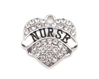 Nurse Rhinestone Heart Charm | Nurse Charm | Nurse Jewelry | Nurse Gift | Gift for Nurse