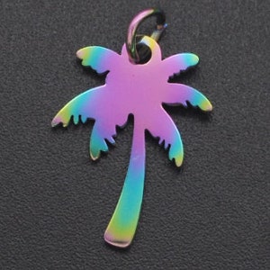 Rainbow Palm Tree Charm | Palm Tree Pendant | Tropical Charm | Beach Charm | Vacation Charm | Bon Voyage Gift