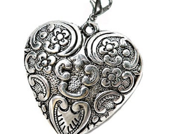 Tibetan Silver Puffed Heart Pendants | Jewelry Making Supply | Jewelry Supplies | Puffed Heart Pendant | Jewelry Maker Gift