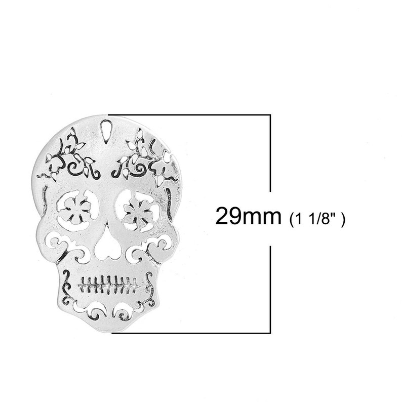 Silver Sugar Skull Charm Dia de los Muertos Charm Mom Gift Sister Gift Best Friend Gift Latin Culture Charm image 5