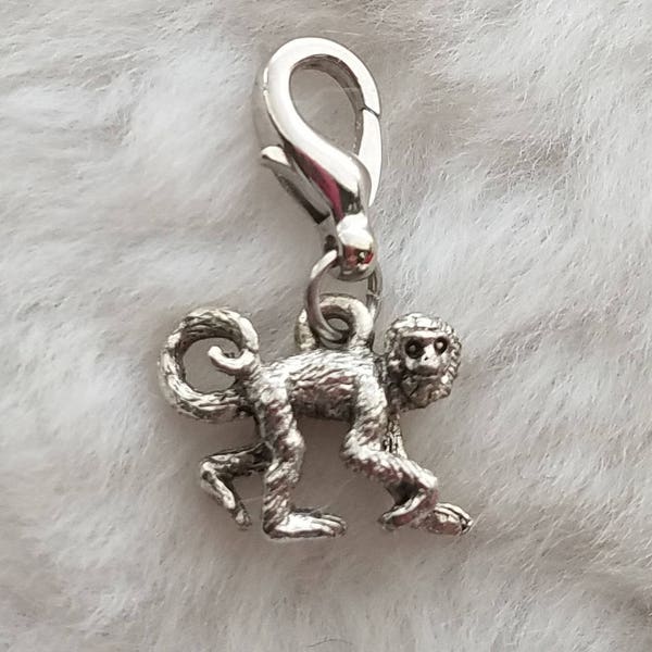 Spider Monkey Charm | Monkey Jewelry | Sterling Silver Plated Pewter
