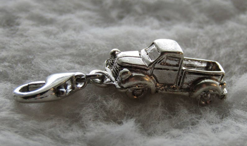 Vintage Pickup Truck Charm Sterling Silver Plated Pewter Gift for Truck Owner Truck Owner Gift Retro Truck image 2