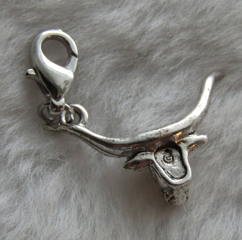 Texas Longhorn Charm Texas Charm University of Texas Charm UT Charm Sterling Silver Plated Pewter image 3