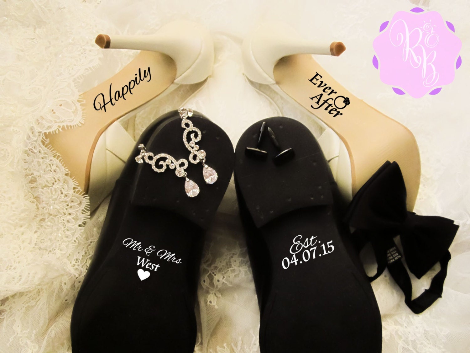 Hochzeits Schuhe Aufkleber Set immer glücklich Name und Etsy