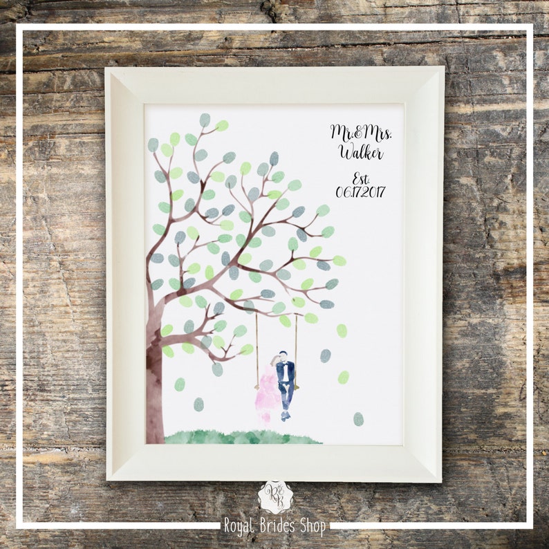 Wedding Guest Book Watercolor Fingerprint Guest Book Tree Swing Wedding Couple Guest Book And Ink Pad Fingerprint Tree Wedding Tree Book