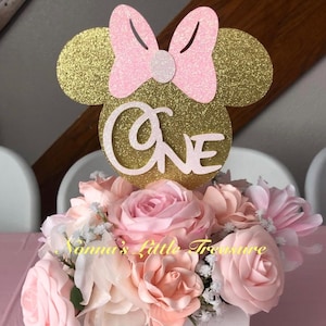 Minnie Mouse Centerpiece Pick,Minnie Mouse Cake Topper,Minnie Mouse First Birthday,Minnie Mouse Centerpiece,Pink And Gold Minnie