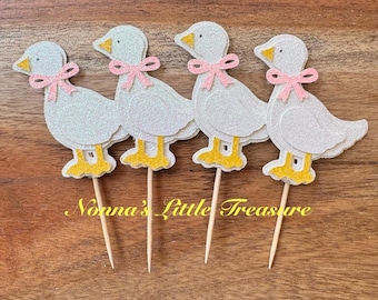 Glitter Silly Goose Cupcake Toppers, Baby Shower Birthday Party