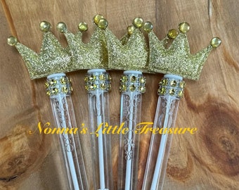Princess Crown Bubble Wands, Pink and Gold Party Favors