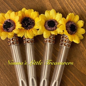 12 Sunflower Bubble Wands,You Are My Sunshine Bubble Wands,Sunflower First Birthday,Sunflower Party,Bubble Favor,Sunflower Baby Shower