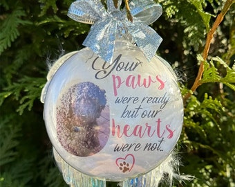 Memorial Floating Pet Ornament with Wings, Rainbow Bridge Christmas Ornament