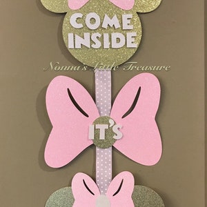 Minnie Mouse Door Sign,Minnie Mouse Birthday,Pink And Gold Minnie Mouse Birthday,First Birthday,Minnie Mouse First Birthday Party,Birthday