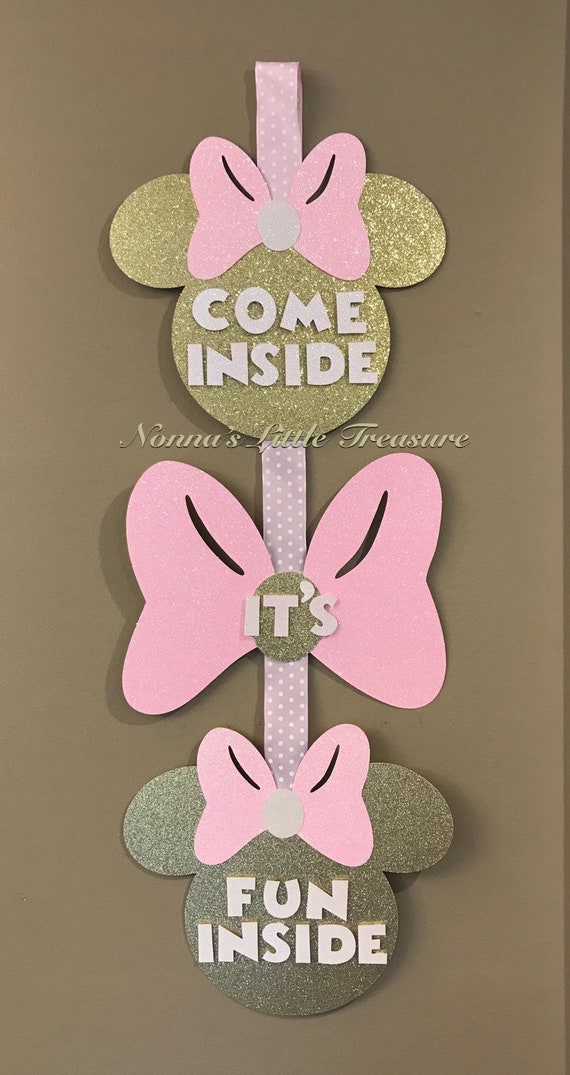 Minnie Mouse Door Sign,minnie Mouse Birthday,pink and Gold Minnie Mouse  Birthday,first Birthday,minnie Mouse First Birthday Party - Etsy