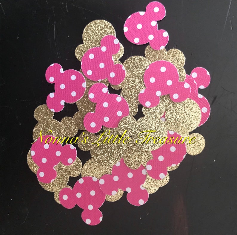 Minnie Mouse Confetti,Hot Pink Polka Dots And Gold Minnie Mouse Confetti,Pink And Gold Minnie Mouse Confetti,First Birthday,Baby Shower