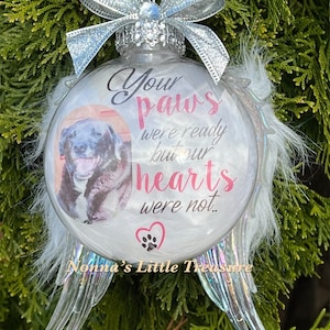 Memorial Floating Pet Ornament With Wings,Dog Memorial,Dog Memorial Ornament,Christmas Ornaments,Dog Angel Wings Ornament,Floating Ornament