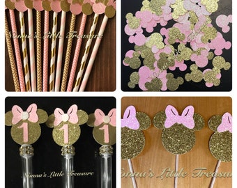 Minnie Mouse Party Package, Pink and Gold Decor