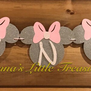 Minnie Mouse Birthday Banner,Minnie Mouse High Chair Banner,Minnie Mouse First Birthday,Minnie Mouse Pink And Silver Birthday,First Birthday