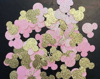 Pink and Gold Minnie Mouse Confetti, 100 Piece Birthday Party Decoration, 100 Piece