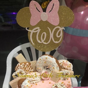 Set Of 3~Minnie Mouse Centerpiece Stick,Cake Topper,Minnie Mouse Birthday,Pink And Gold Minnie Mouse,Cake Topper,Minnie Mouse Centerpiece