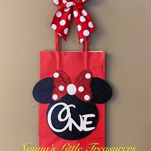 Minnie Mouse Favor Bag,Red And Black Minnie Mouse,Minnie Mouse First Birthday,Minnie Mouse Party Favor Bags,Red Polka Dot Minnie Mouse