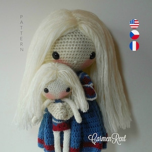 July 17" and her little doll 8"- Amigurumi Doll Crochet Pattern PDF