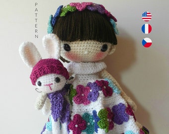 September and her Rabbit- Amigurumi Doll Crochet Pattern PDF