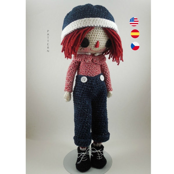 Raggedy Andy - Amigurumi Doll Crochet Pattern PDF