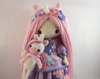 Amigurumi Unicorn Doll Crochet Pattern PDF. Removable Clothes.