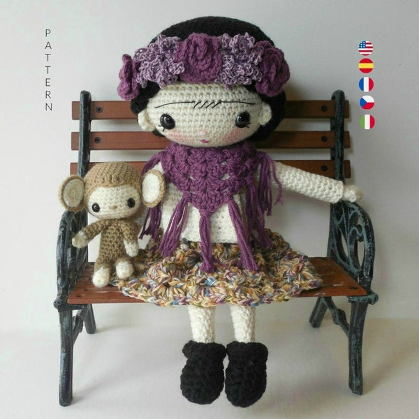 Frida and her Monkey - Amigurumi Doll Crochet Pattern PDF