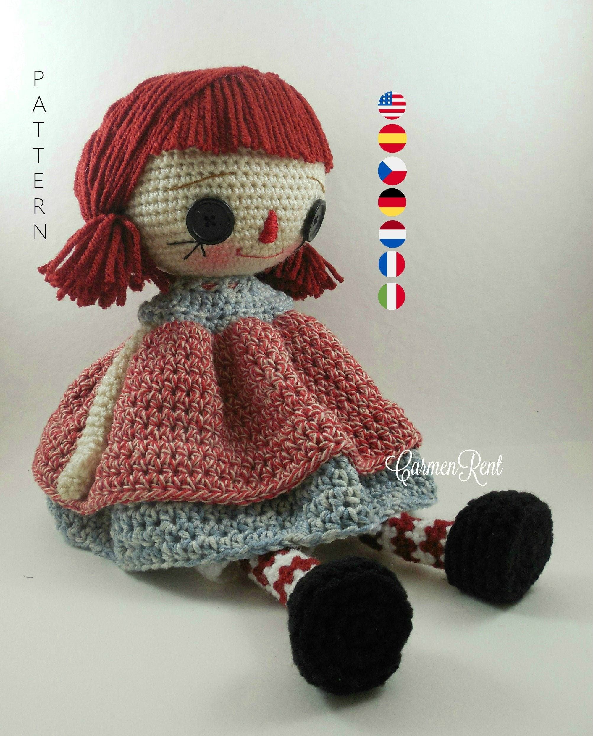 Raggedy Ann Amigurumi Doll Crochet Pattern PDF - Etsy