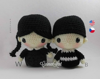 W and B(5 1/2 inches) Chibi Collection. Amigurumi Doll Crochet Patter