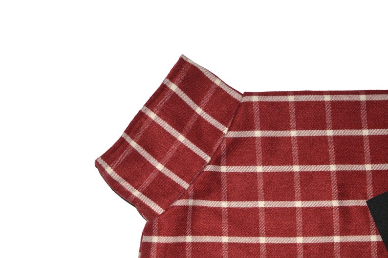 Greyhound Coat BlueGum Design Red Burgundy and White Check Fabric with Red Burgundy Polar Fleece Lining