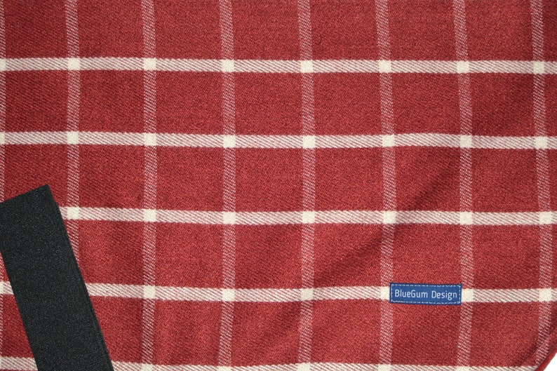 Greyhound Coat BlueGum Design Red Burgundy and White Check Fabric with Red Burgundy Polar Fleece Lining