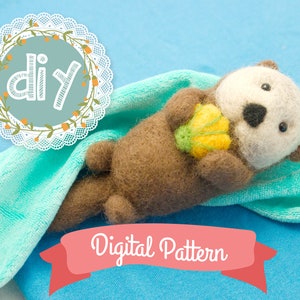 ニードルフェルトのDIYパターン - ラッコ | かわいいニードルフェルトの動物 | 初心者向け簡単ニードルフェルトの作り方