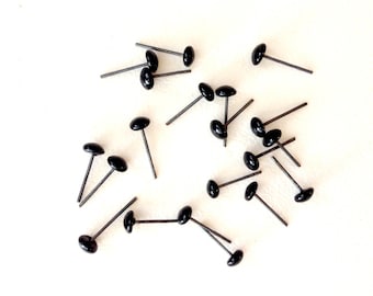 Black Glass Eyes On Wire Pins (10 Pairs) ~ 3mm | 4mm | 5mm | 6mm | 7mm  For needle felting sculptures, felt animals, dolls, amigurumi, ooak