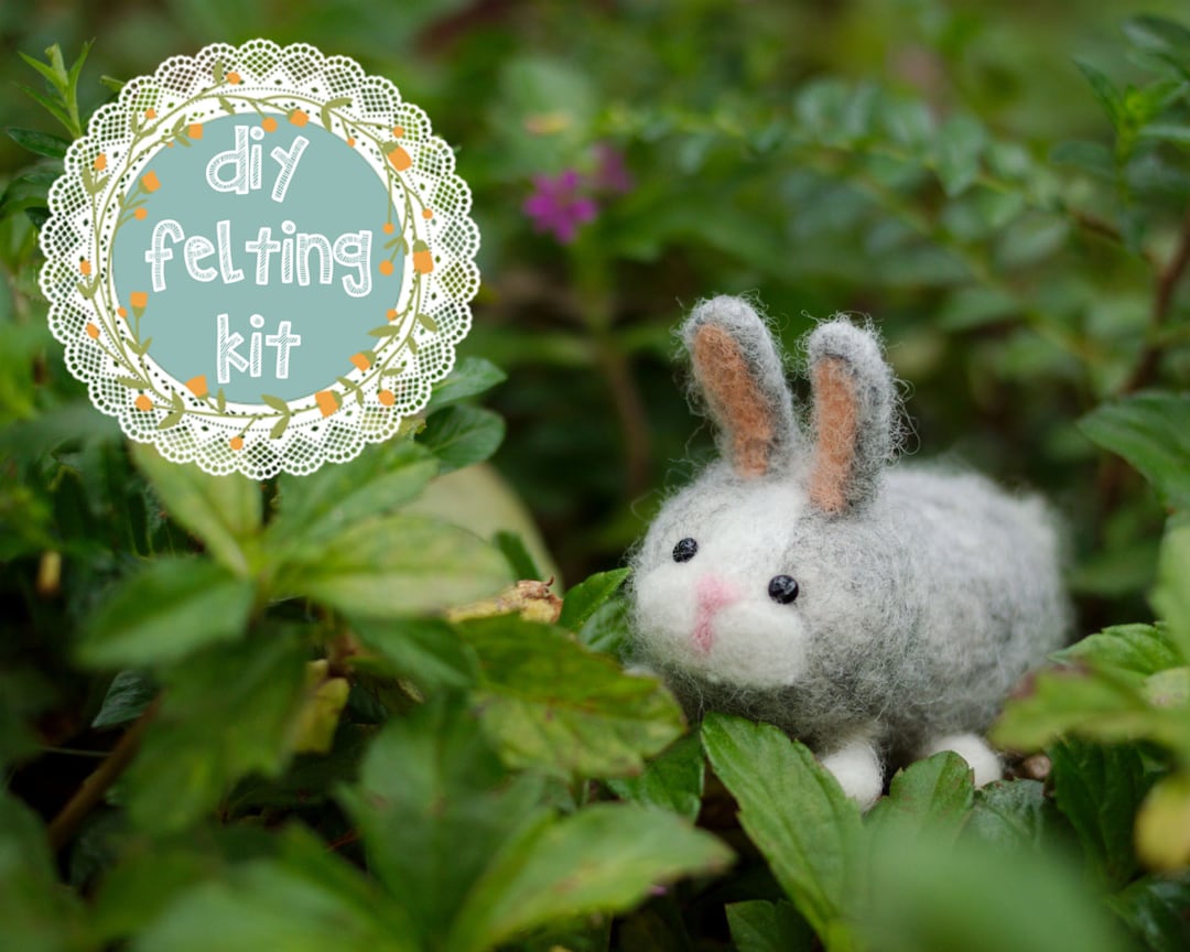 Needle Felting Kit DIY - Bunny Rabbit // Cute Needle Felted Animal ...
