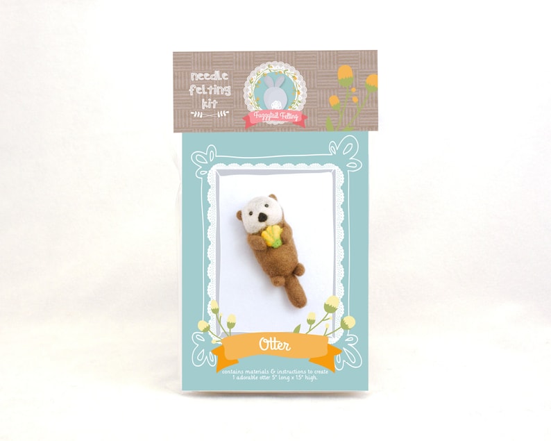 Shells Needle Helting Needle Felting Kit DIY - Sea Otter & Shell // Cute Wool Needle Felted ...