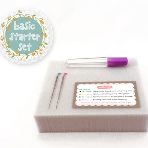 Basic Needle Felting Starter Set - Color-Coded Needles & Foam // Optional Needle Storage Case // Needle Felt Supplies for Beginners