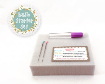 Basic Needle Felting Starter Set - Color-Coded Needles & Foam // Optional Needle Storage Case // Needle Felt Supplies for Beginners