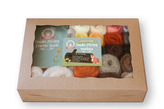 Needle Felting Starter Kit | Natural & Animal Colors | Wool Roving | Beginners Needle Felting Kit | DIY Felting Kit | Like Crotchet Woobles