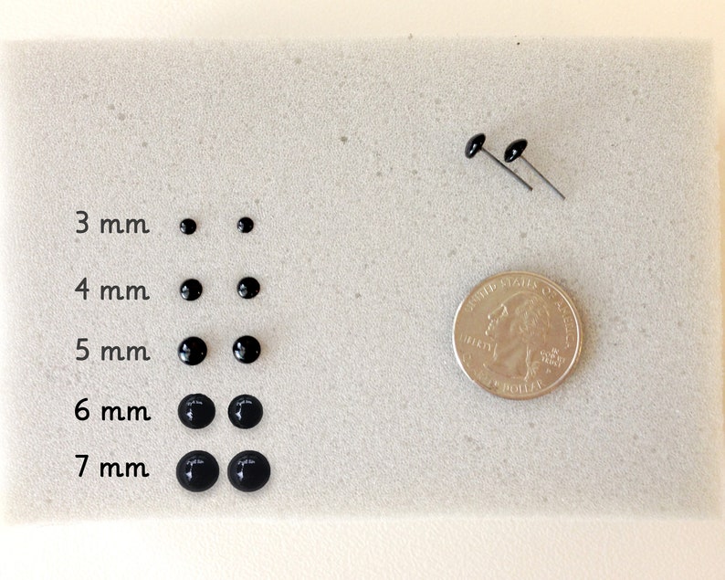 Eyes and Noses Mixed Size Assortment for needle felting , felt animals, dolls, amigurumi, ooak 20 pairs glass eyes 5 plastic black noses image 6