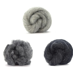 Gray Blend Wool Batt for Needle Felting  | Felting Wool | Corriedale Batt / Sliver for Needle Felted Animal Fur - 1 oz.