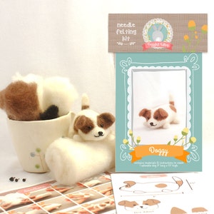 Needle Felting Kit DIY Dog Jack Russell // Cute Needle Felted Animal // Easy Beginner Needle Felt Craft Kit // Perfect Gifts for Crafters image 3