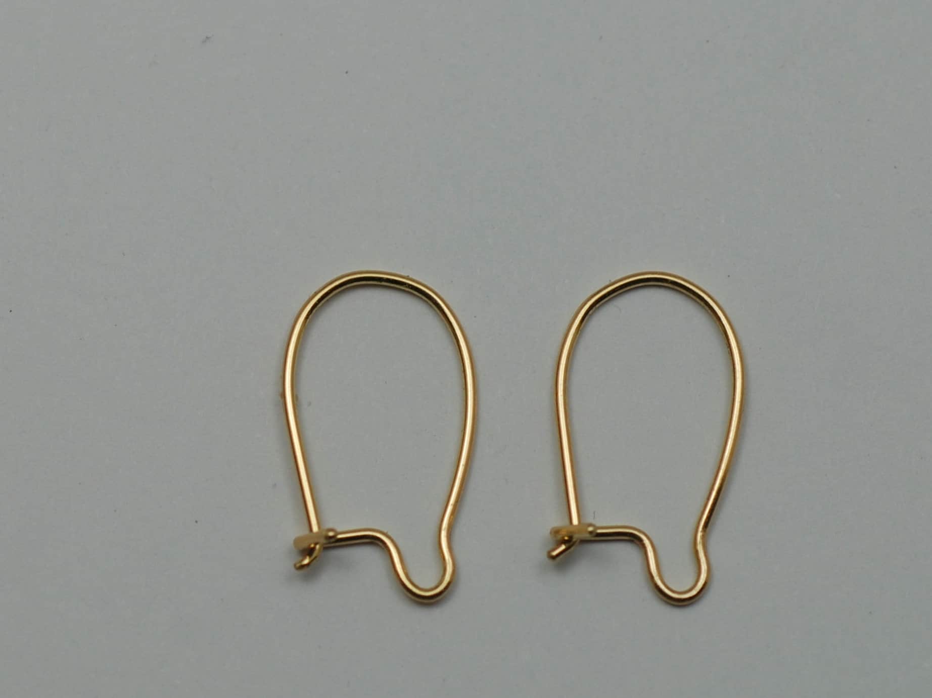 14K solid gold kidney ear wire earrings Etsy