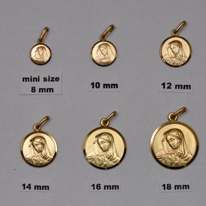 14K solid gold Virgin Mary medal / pendant