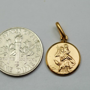 10K solid gold Saint Christopher medal / pendant