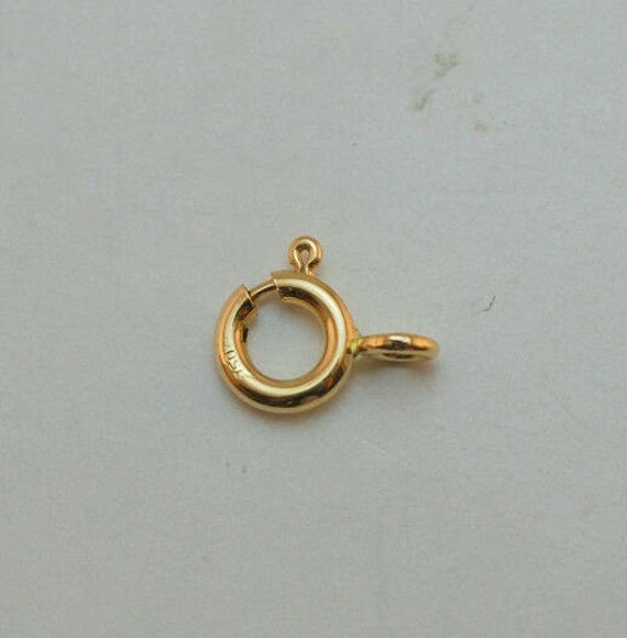 18K Yellow Gold Spring Ring Clasp with Open Ring For Necklace or Bracelet