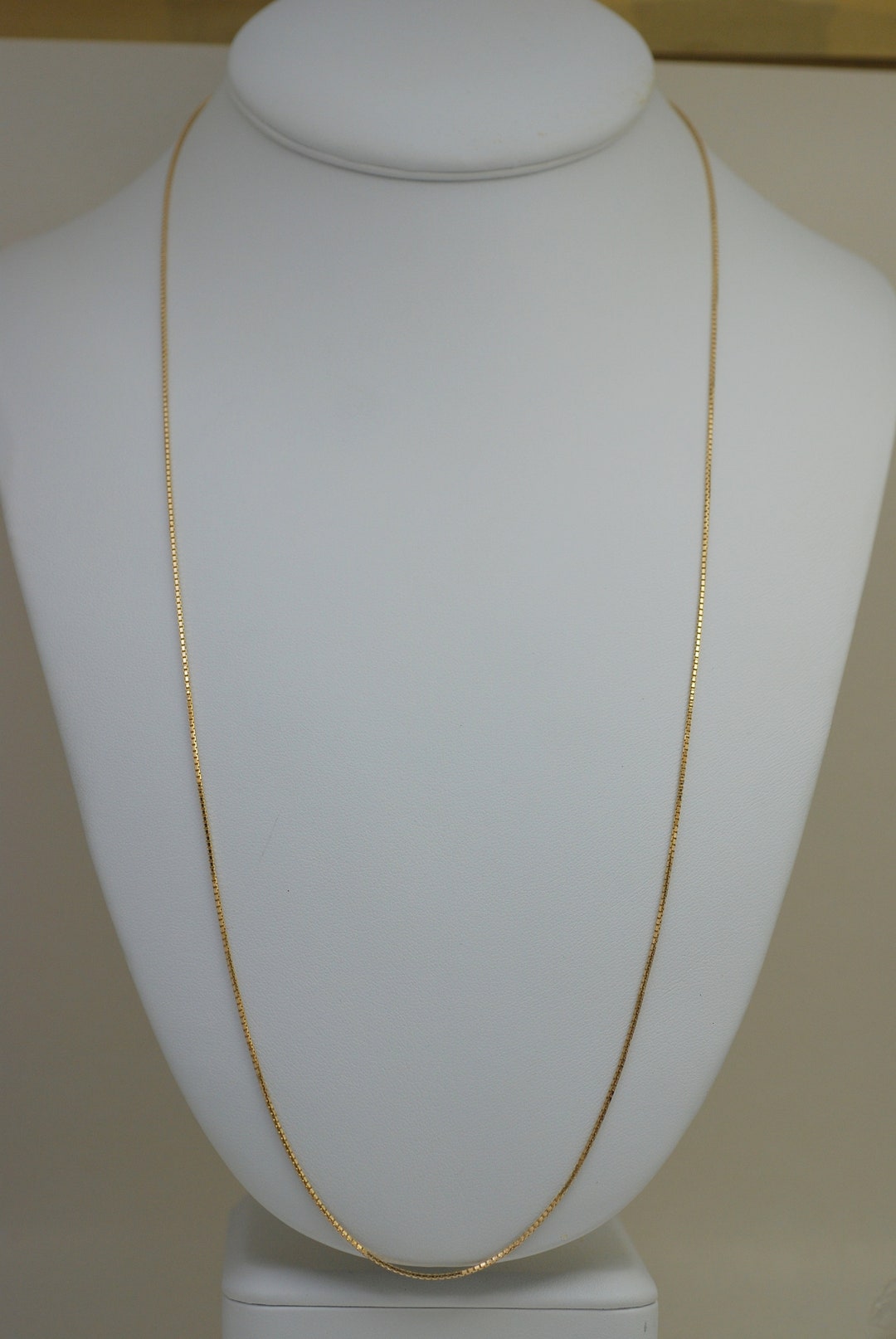 10K Solid Gold 26 Inches Thin Box Chain - Etsy