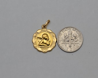 18K gold Guardian Angel medal / pendant